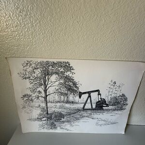 Black and White Art Print Lithograph 1982 by Robert Hollingsworth vtg